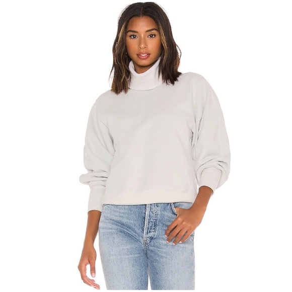 AGOLDE NWT Extended Rib High Neck Cream White Turtleneck Balloon Sleeve Sweater - Picture 8 of 15